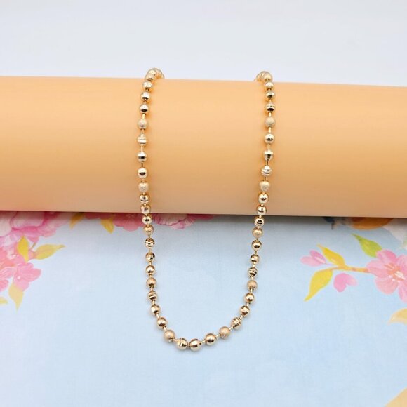"rose Gold Beaded Ball Chain Necklace, 20 Inch, Gold Plated Brass, XPNL0106 - Picture 8 of 12
